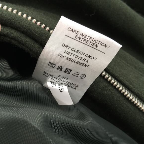 Nine West Wool Blend Winter Coat Jacket Front Full Zip Solid Green Size Large - Picture 7 of 8